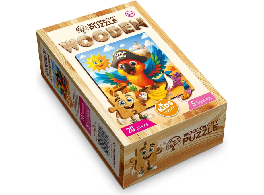 WOODEN CITY Dřevěné puzzle Pirátský papoušek 20 dílků