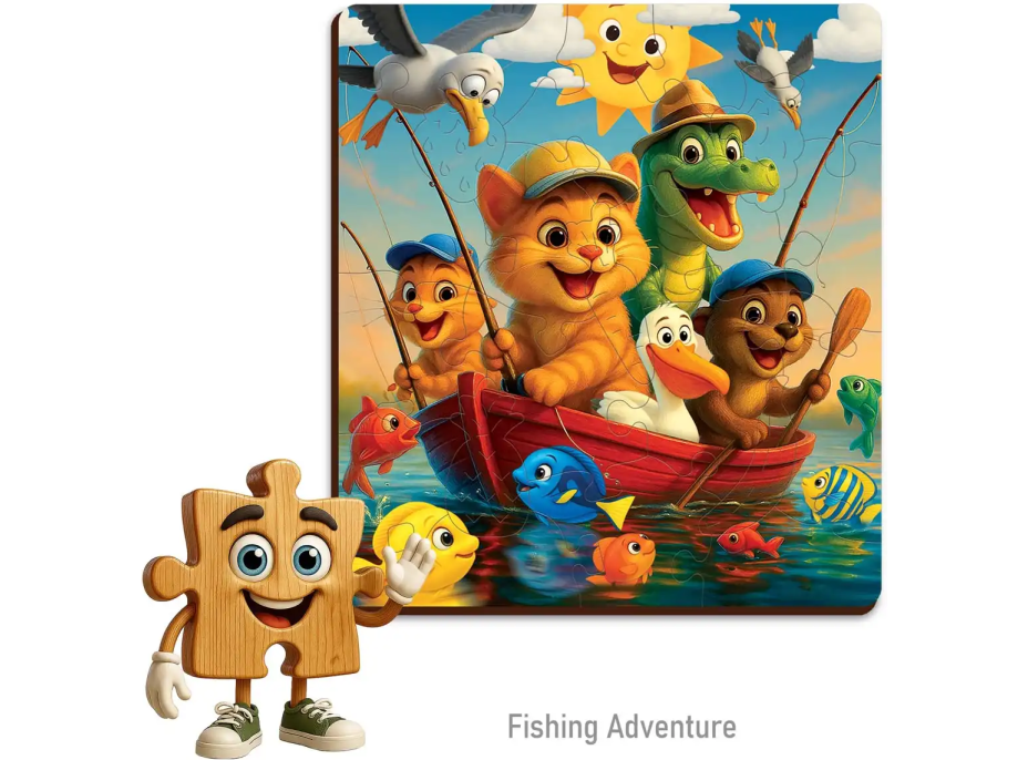 WOODEN CITY Dřevěné puzzle Rybaření 20 dílků