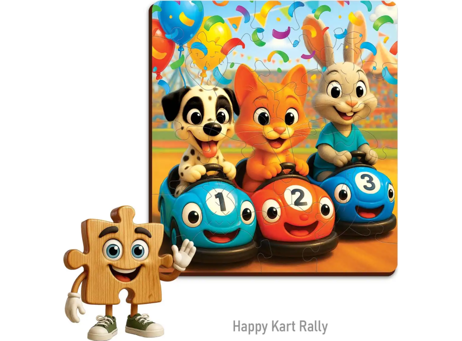 WOODEN CITY Dřevěné puzzle Šťastný závod 20 dílků