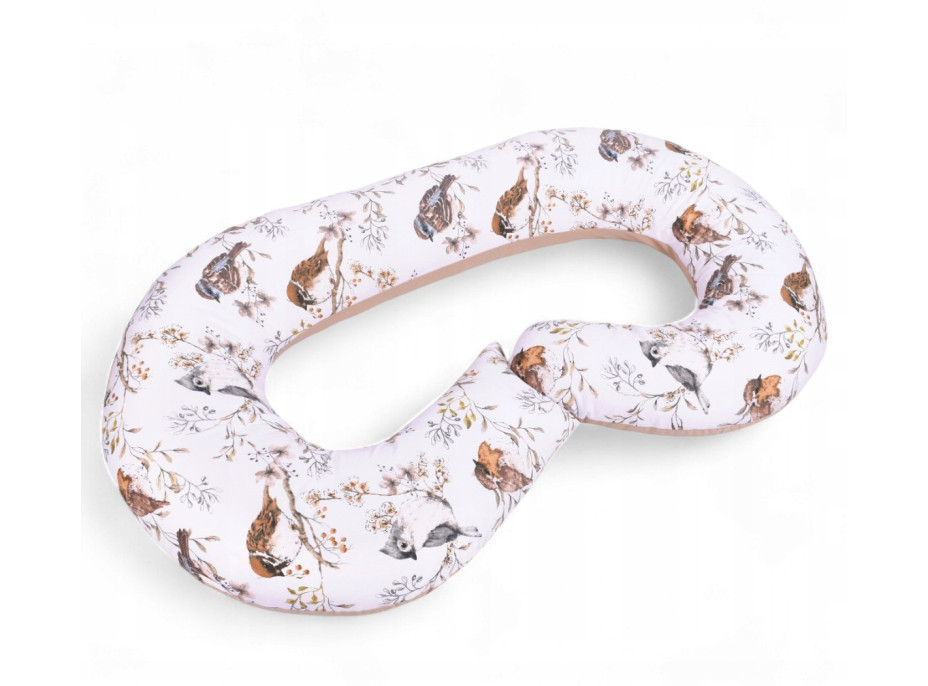 Hnízdečko (kokon) pro miminko/těhotenský polštář 2v1 s doplňky - Ptáčci/béžové