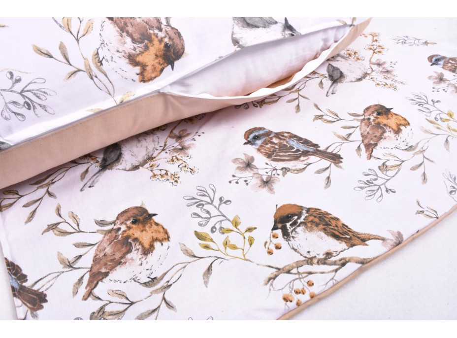 Hnízdečko (kokon) pro miminko/těhotenský polštář 2v1 s doplňky - Ptáčci/béžové