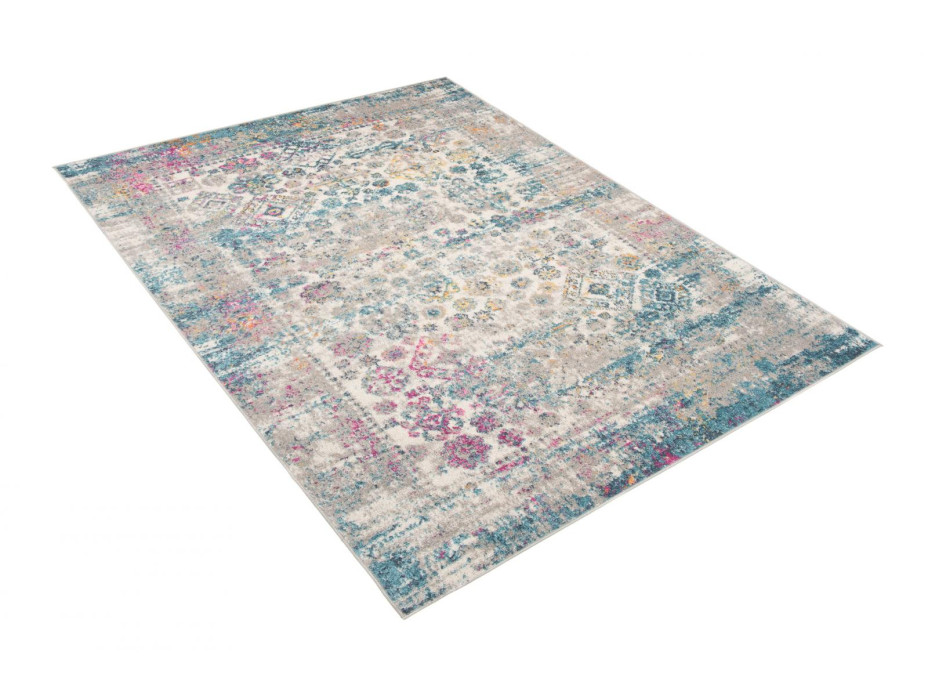 Kusový koberec AZUR vintage - šedý/růžový/modrý, 160x220 cm