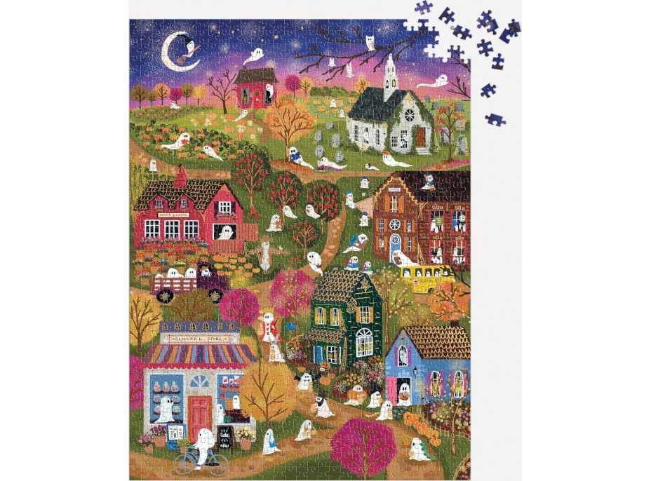 GALISON Metalické puzzle Strašidelná vesnice 1000 dílků