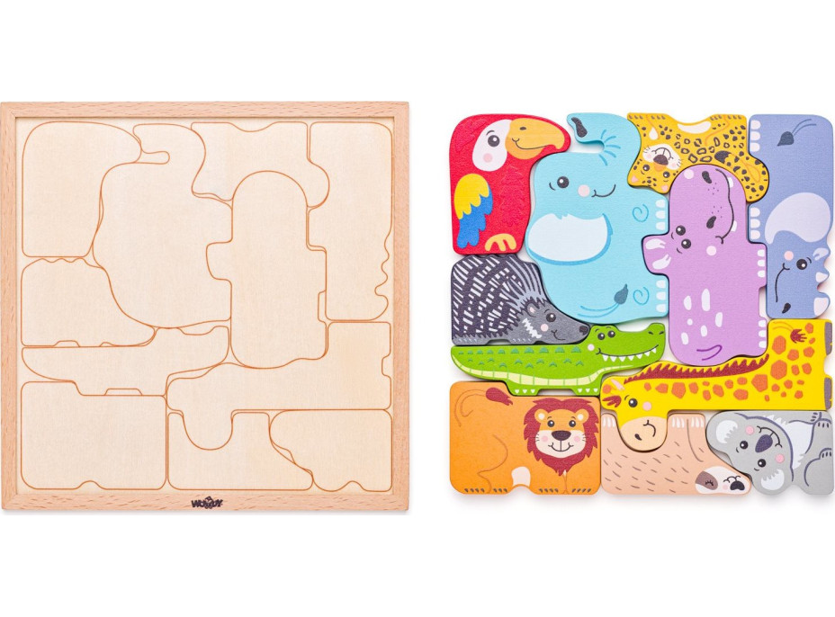 WOODY Obrysové puzzle Zvířátka 11 dílků