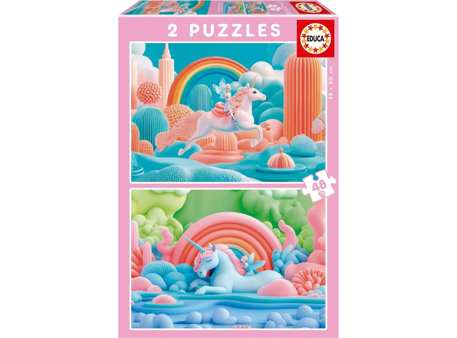 EDUCA Puzzle Magičtí jednorožci 2x48 dílků
