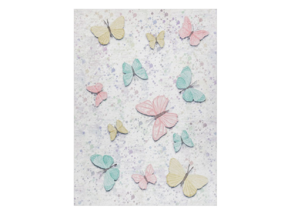 Dětský kusový koberec Bambino 1610 Butterflies cream, 80x150 cm