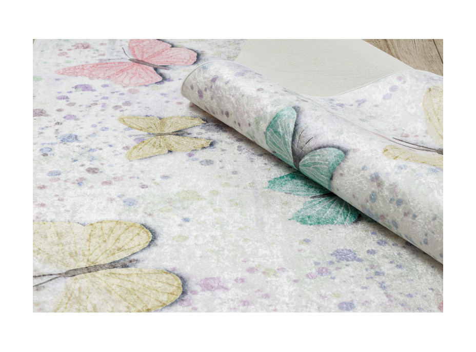 Dětský kusový koberec Bambino 1610 Butterflies cream, 80x150 cm