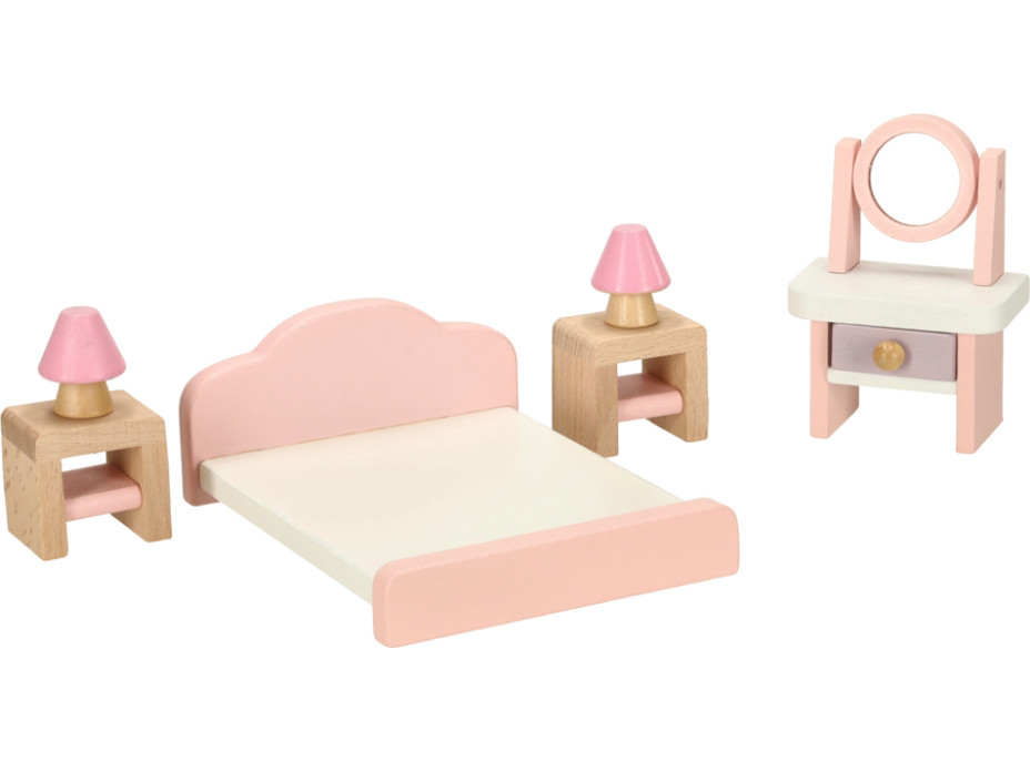 Dřevěný nábytek do domečku pro panenky - růžový