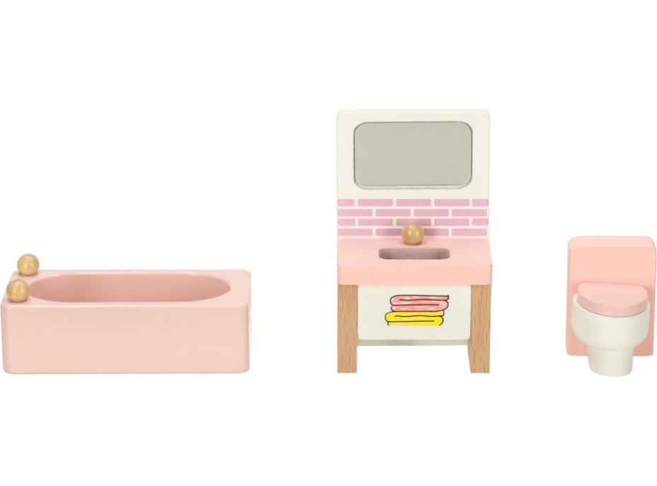 Dřevěný nábytek do domečku pro panenky - růžový