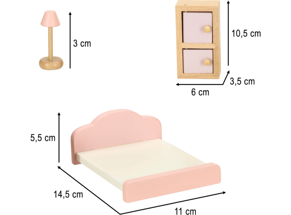 Dřevěný nábytek do domečku pro panenky - růžový