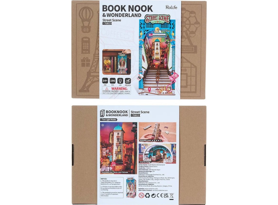 RoboTime 3D skládačka Zarážka na knihy Miniatura domečku Městská ulice