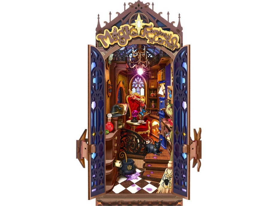 RoboTime 3D skládačka Zarážka na knihy Miniatura domečku Koutek kouzelné fantazie