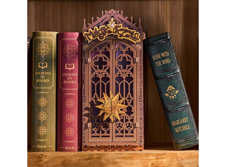 RoboTime 3D skládačka Zarážka na knihy Miniatura domečku Koutek kouzelné fantazie