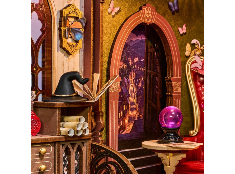 RoboTime 3D skládačka Zarážka na knihy Miniatura domečku Koutek kouzelné fantazie