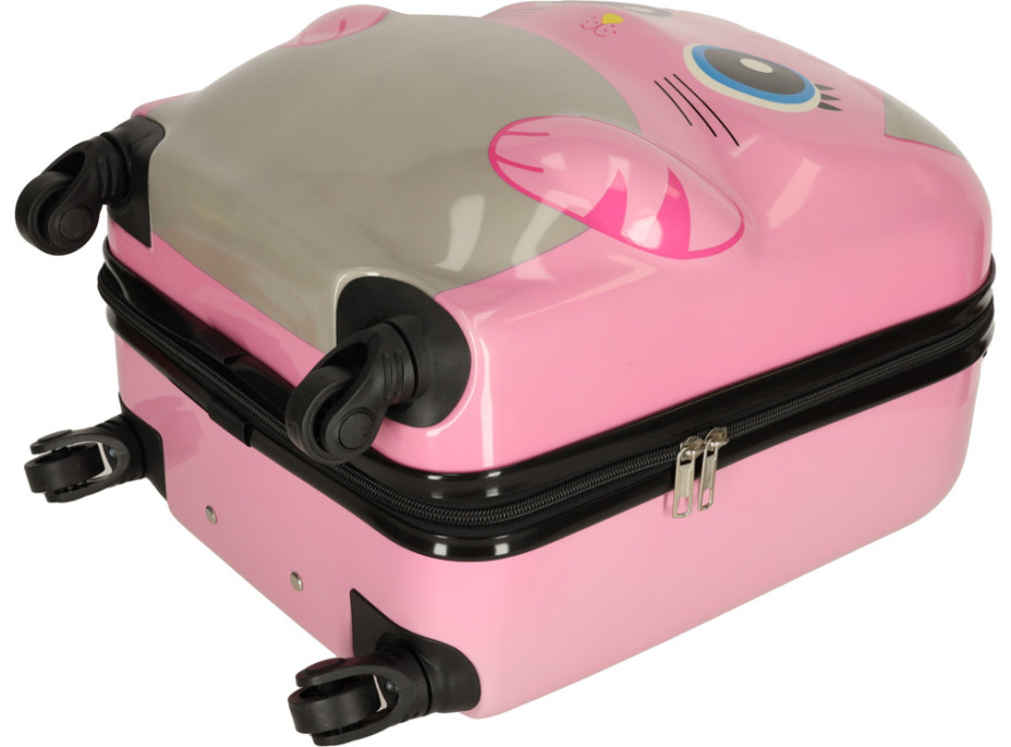 Dětský cestovní kufr na kolečkách - Růžová kočka