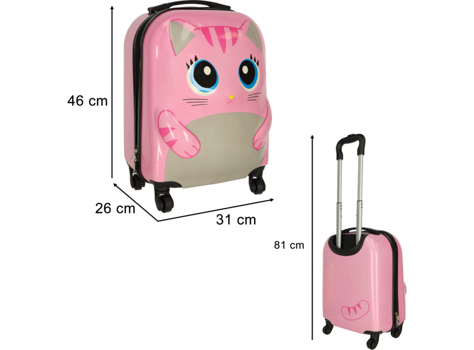 Dětský cestovní kufr na kolečkách - Růžová kočka