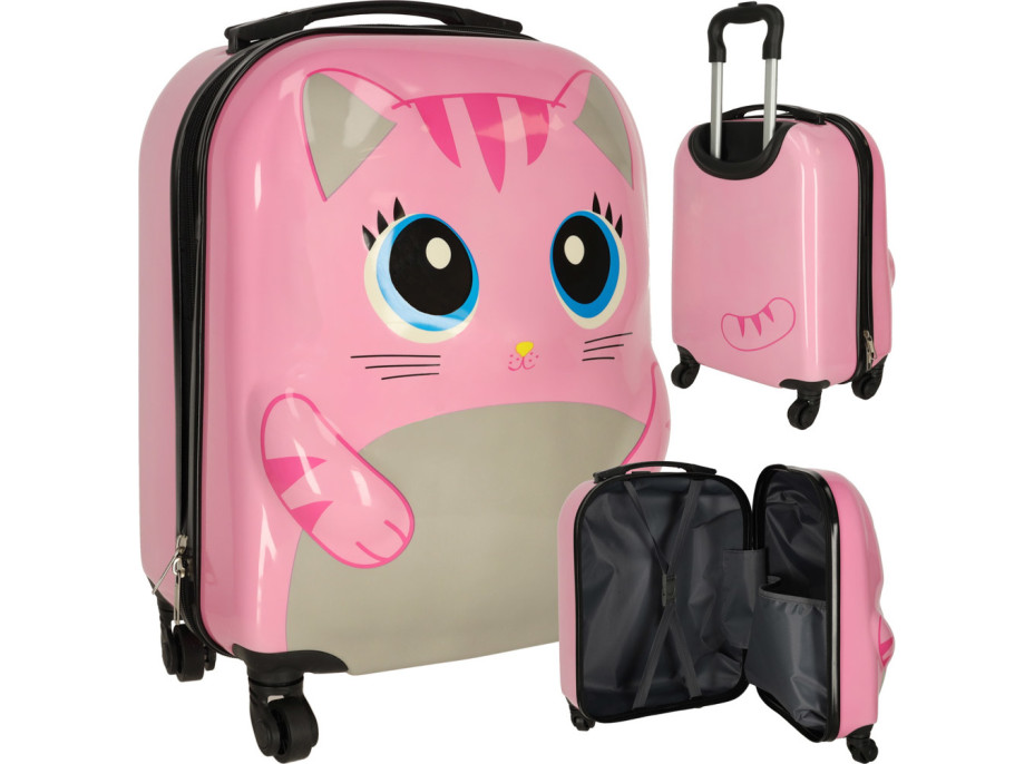 Dětský cestovní kufr na kolečkách - Růžová kočka