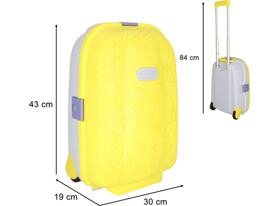 Dětský cestovní kufr na kolečkách/příruční zavazadlo - žlutý