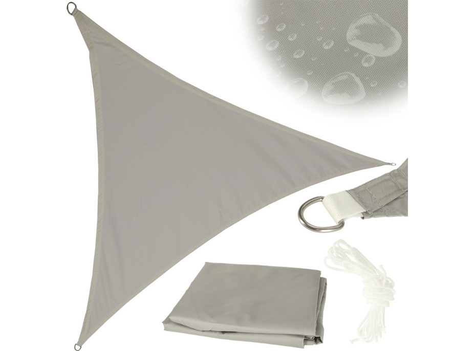 Ochranná trojúhelníková stínící plachta proti slunci LUARO - 3x3x3 m - šedá