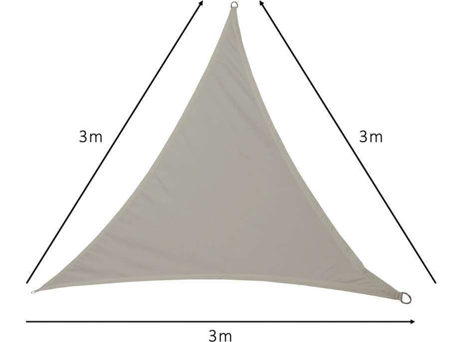 Ochranná trojúhelníková stínící plachta proti slunci LUARO - 3x3x3 m - šedá