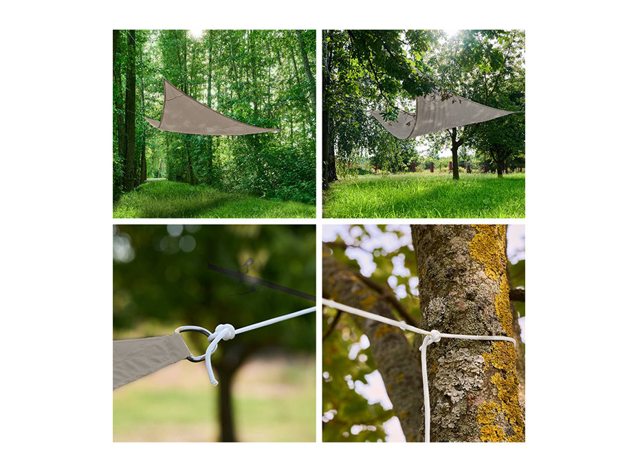 Ochranná trojúhelníková stínící plachta proti slunci LUARO - 3x3x3 m - šedá