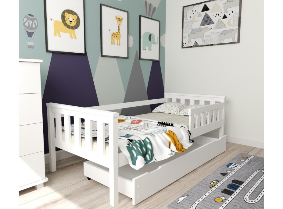 Dětská postel z masivu borovice FRANK - 200x90 cm - bílá
