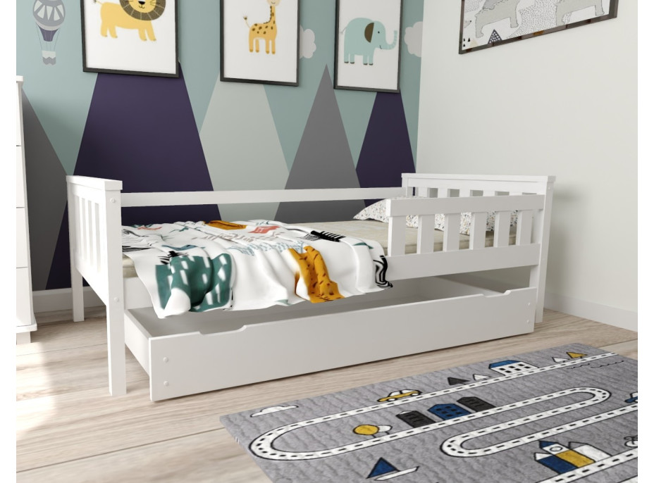 Dětská postel z masivu borovice FRANK - 200x90 cm - bílá