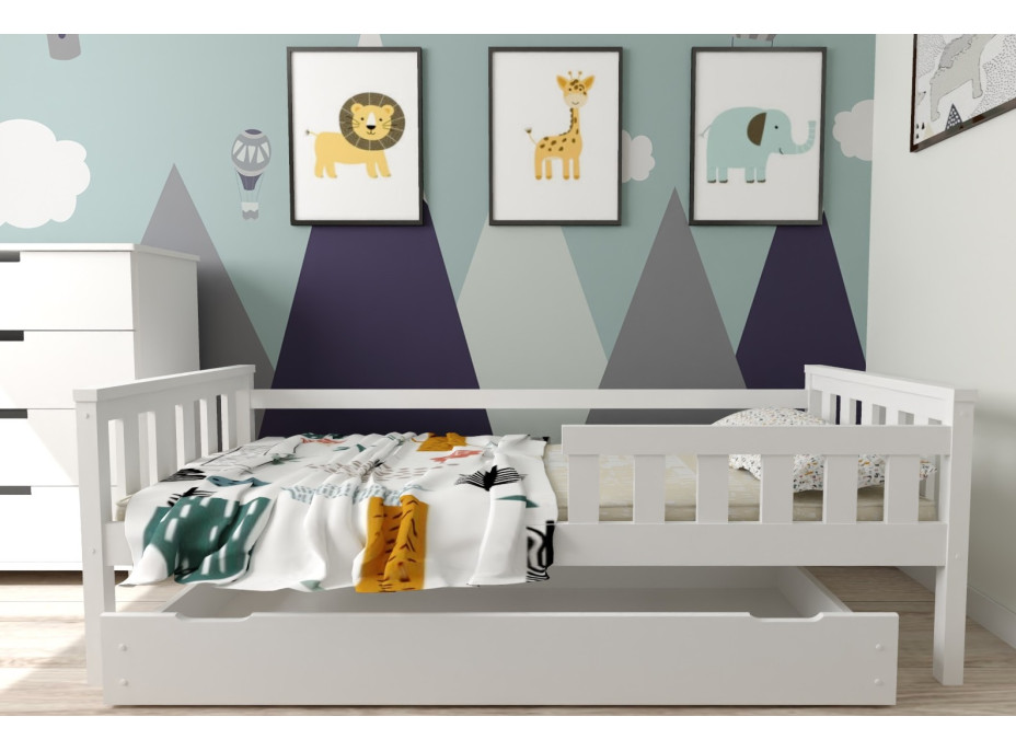 Dětská postel z masivu borovice FRANK - 200x90 cm - bílá