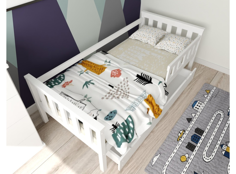 Dětská postel z masivu borovice FRANK - 200x90 cm - bílá
