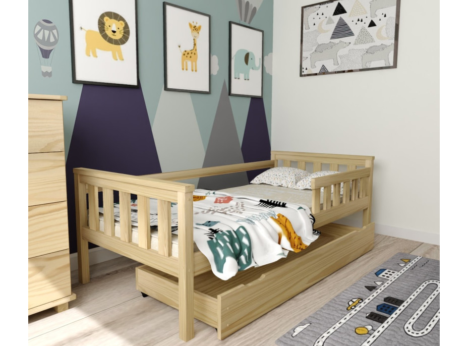 Dětská postel z masivu borovice FRANK - 200x90 cm - přírodní