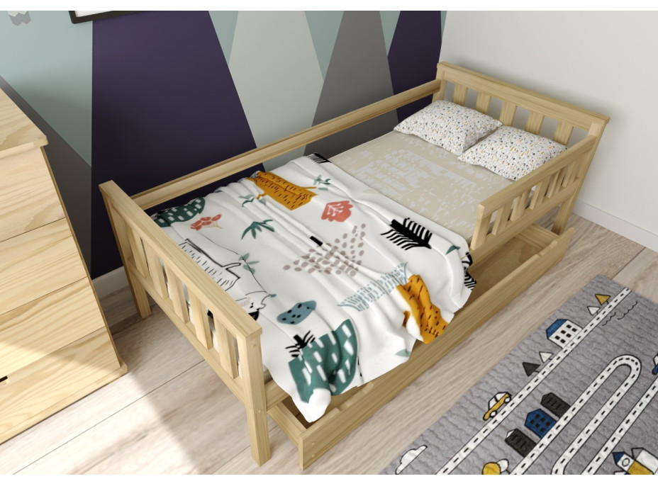 Dětská postel z masivu borovice FRANK - 200x90 cm - přírodní
