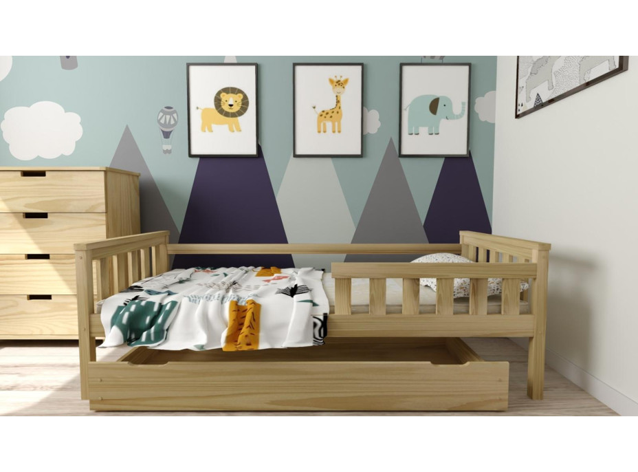 Dětská postel z masivu borovice FRANK - 200x90 cm - přírodní