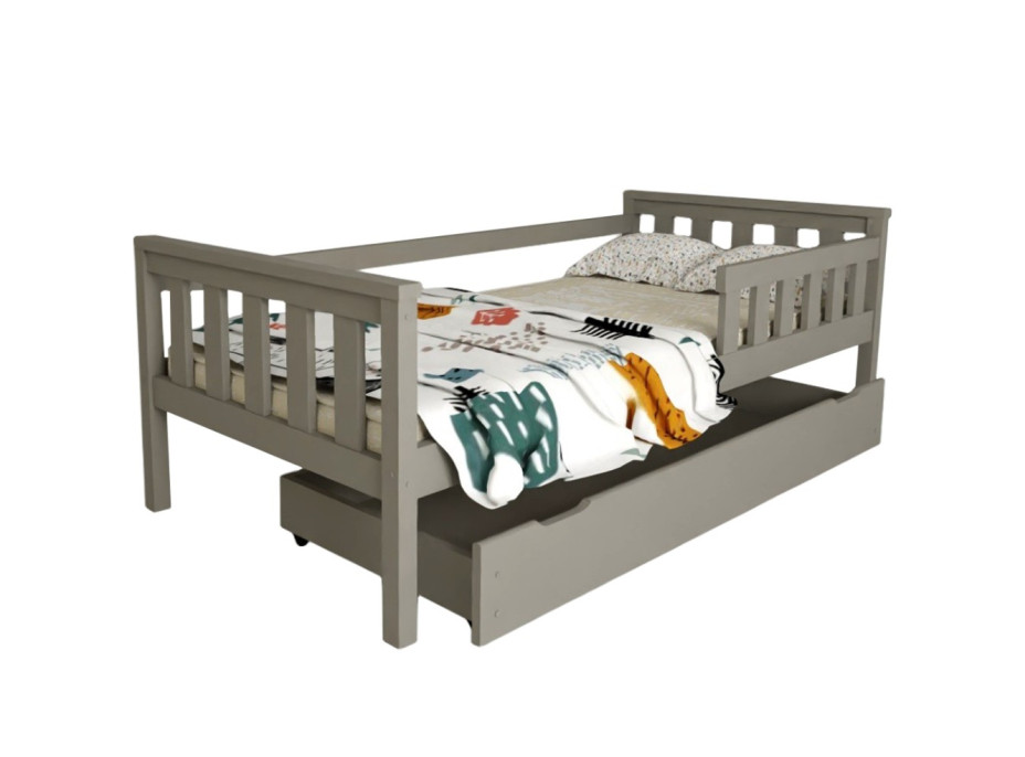 Dětská postel z masivu borovice FRANK - 200x90 cm - šedá