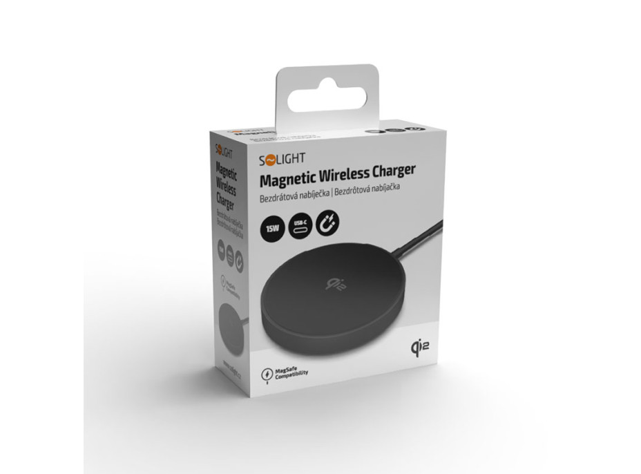 Solight bezdrátová nabíječka, Qi2, MagSafe kompatibilní