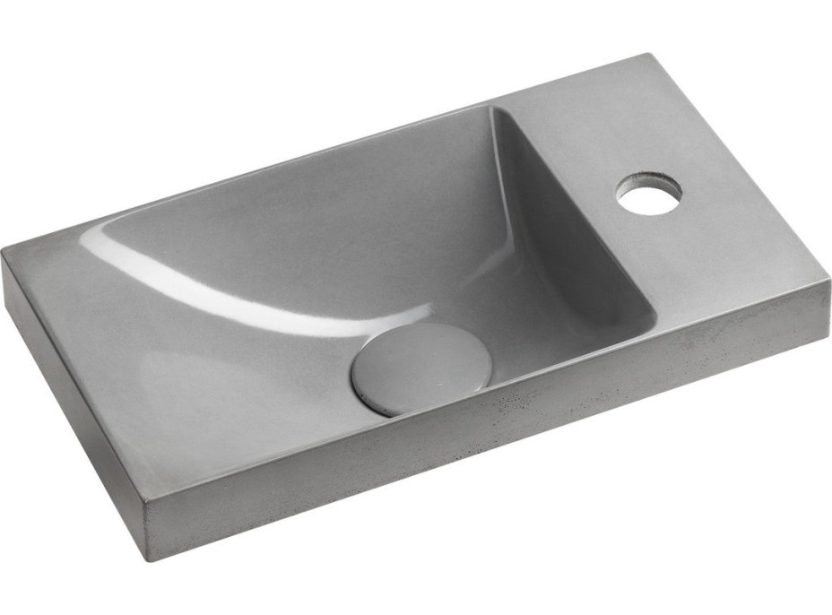 Sapho AGOS betonové umývátko 40x22cm, levé/pravé, šedá pololesk AS40017