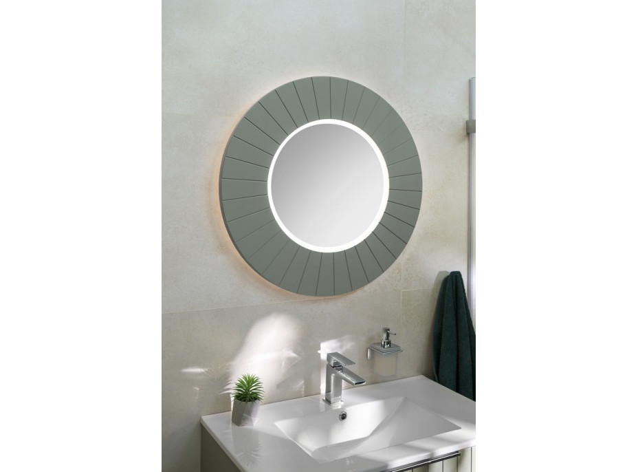Sapho LUMIRO STRIP kulaté zrcadlo s LED osvětlením v rámu ø 75cm, verde LR750-4444S