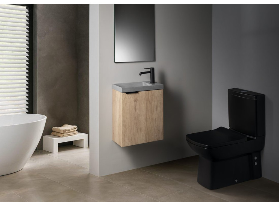 Sapho AGOS betonové umývátko 40x22cm, levé/pravé, šedá pololesk AS40017