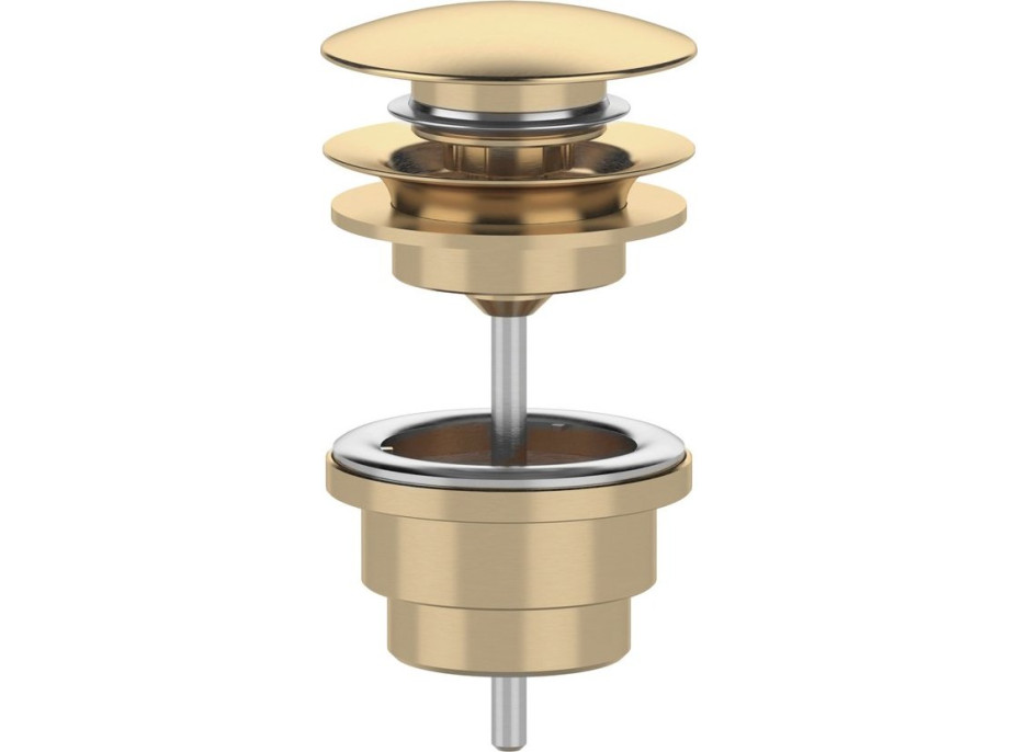 Sapho Umyvadlová výpust 5/4“, click-clack, velká zátka, 10-65mm, zlato mat CV100219