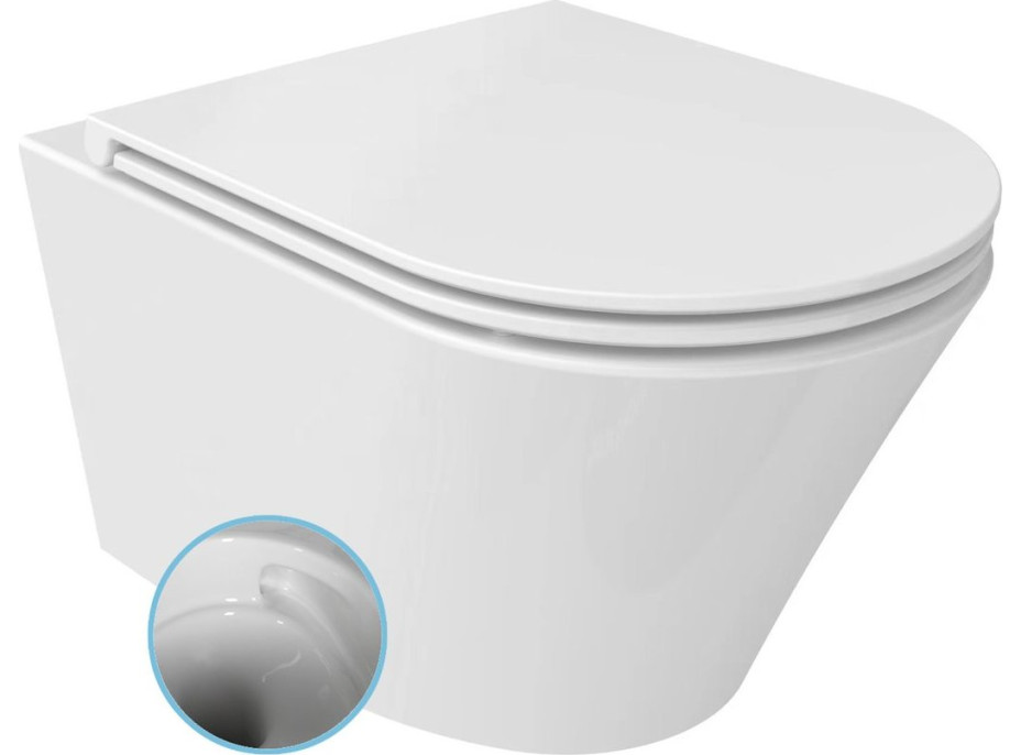 Sapho PACO závěsná WC mísa, Vortex Rimless, 36x53cm, bílá PZ1012V