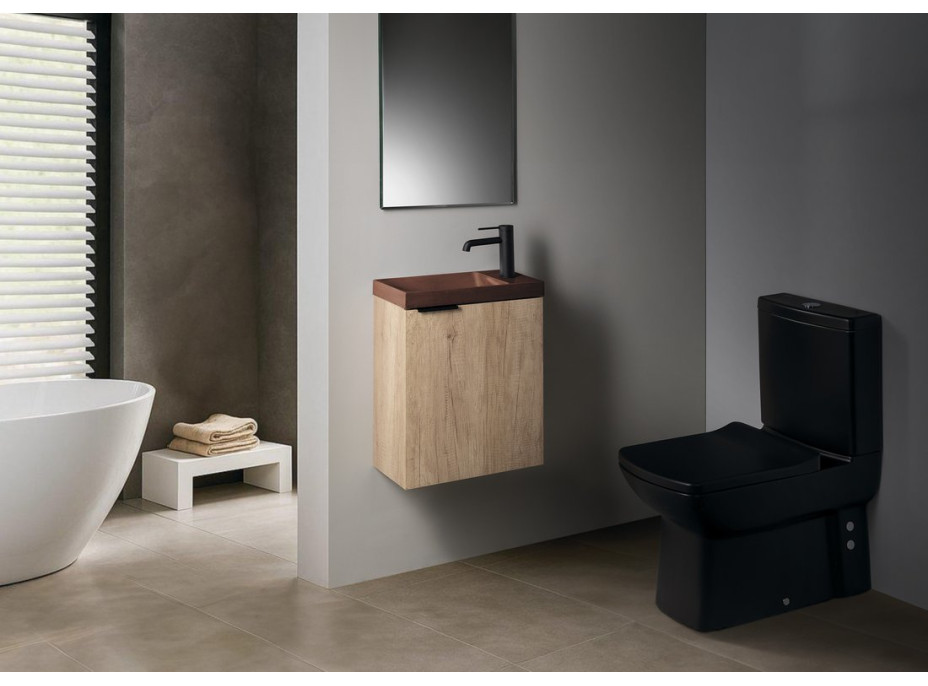 Sapho AGOS betonové umývátko 40x22cm, levé/pravé, tmavě hnědá pololesk AS40015