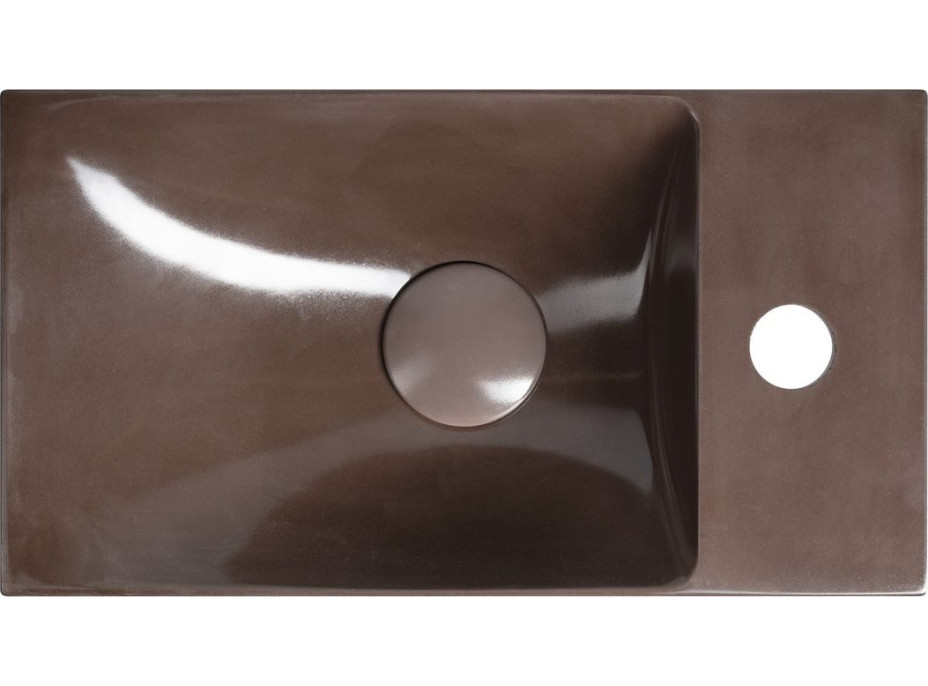 Sapho AGOS betonové umývátko 40x22cm, levé/pravé, tmavě hnědá pololesk AS40015