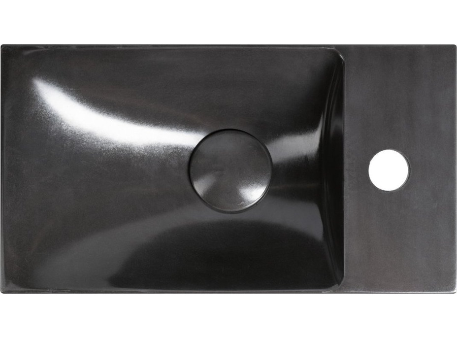 Sapho AGOS betonové umývátko 40x22cm, levé/pravé, antracit pololesk AS40016