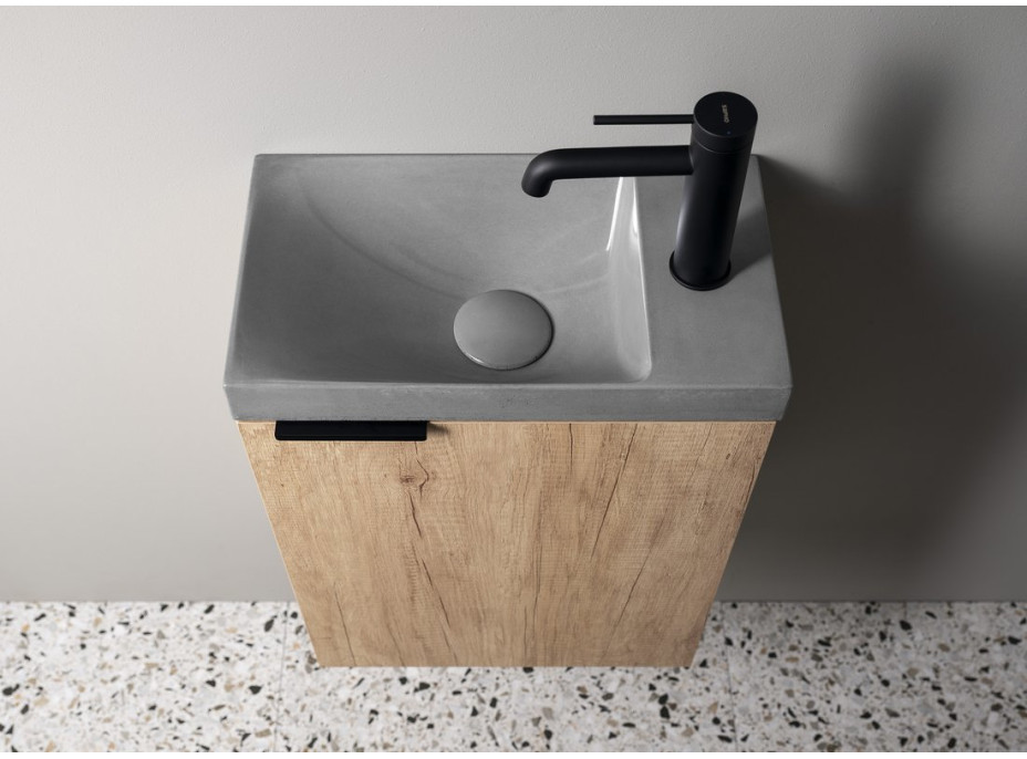 Sapho AGOS betonové umývátko 40x22cm, levé/pravé, šedá pololesk AS40017