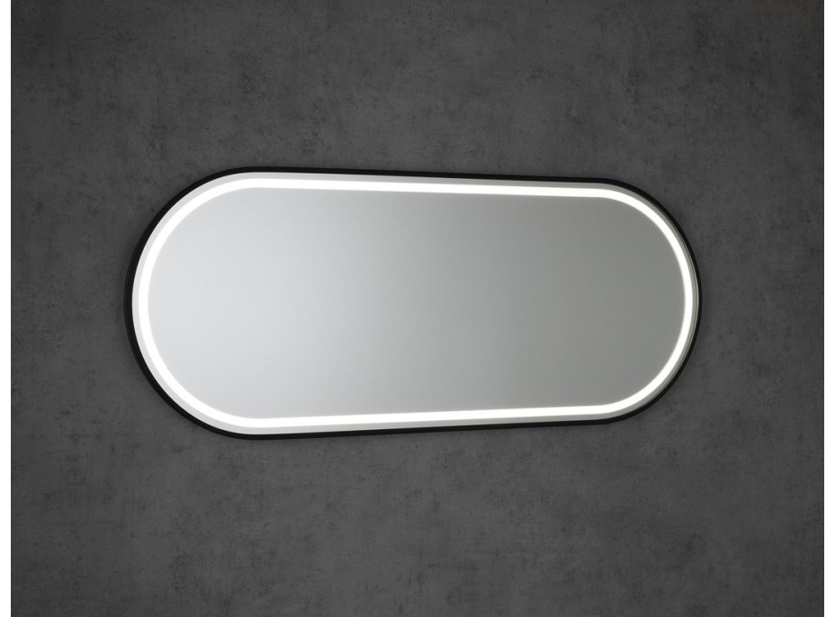 Sapho KAIRA oválné zrcadlo s LED osvětlením 120x50cm, černá mat KA500