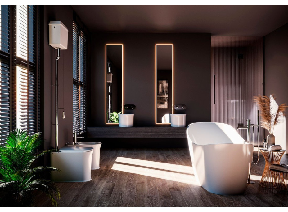 Kerasan THE NEW YORKER WC mísa stojící pro vysokou nádržku, 36, 5x60cm, spodní/zadní odpad, bílá 561801-1