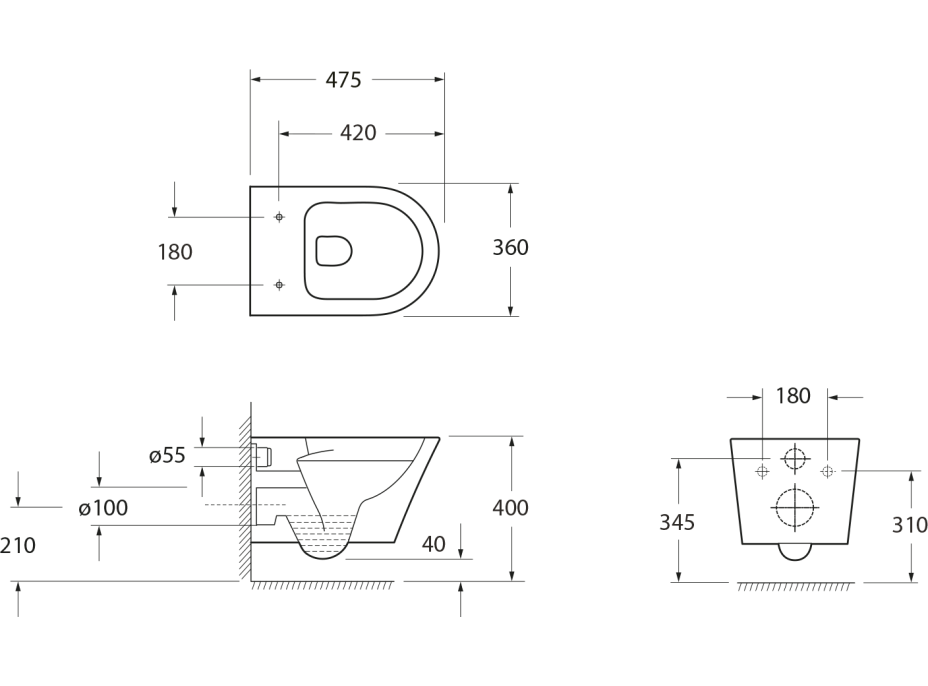Sapho PACO SHORT závěsná WC mísa, Rimless, 36x47, 5cm, bílá PZ1012SH