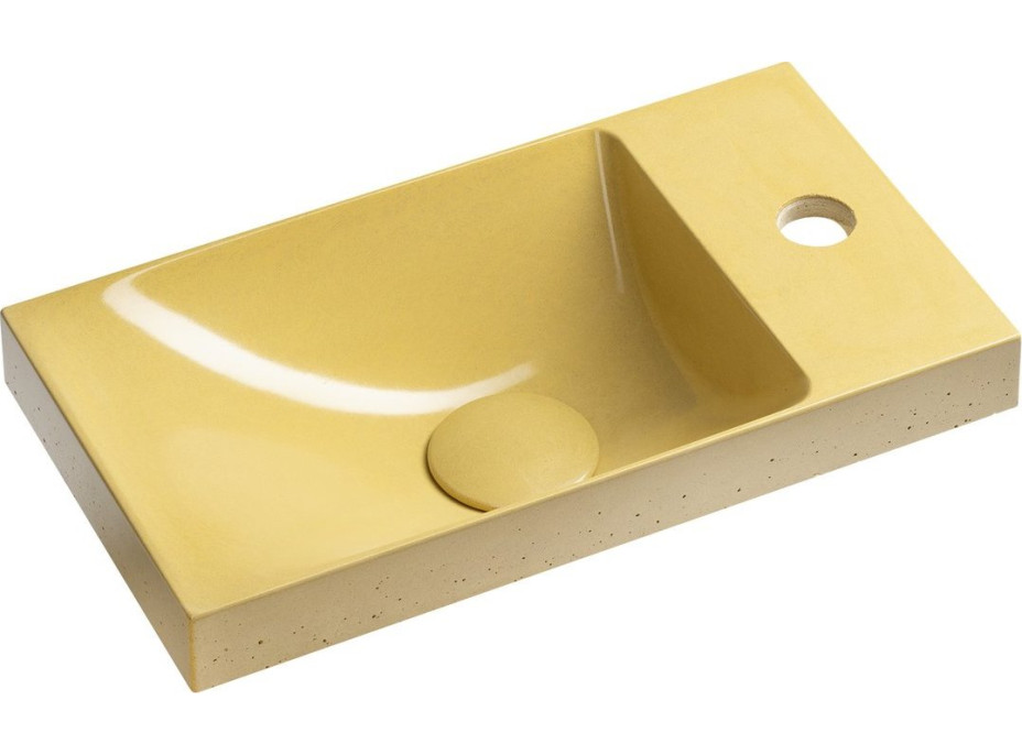 Sapho AGOS betonové umývátko 40x22cm, levé/pravé, žlutá pololesk AS40022