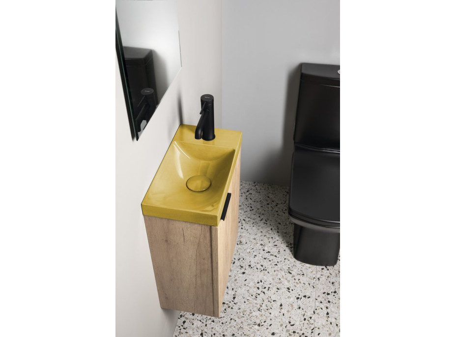 Sapho AGOS betonové umývátko 40x22cm, levé/pravé, žlutá pololesk AS40022