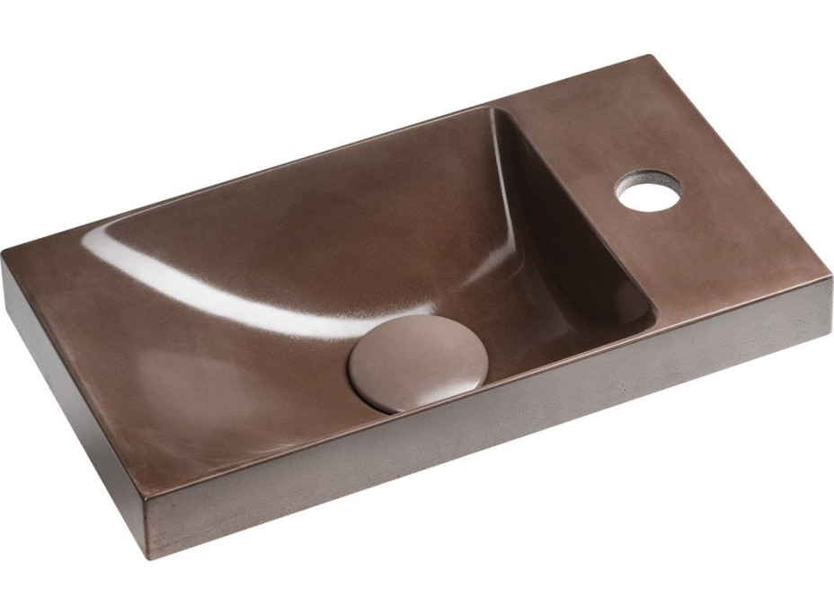 Sapho AGOS betonové umývátko 40x22cm, levé/pravé, tmavě hnědá pololesk AS40015
