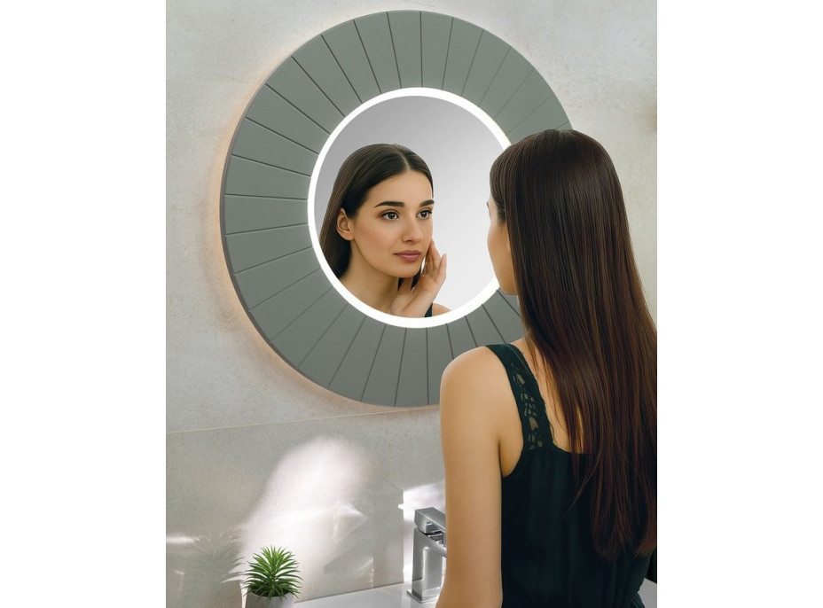 Sapho LUMIRO STRIP kulaté zrcadlo s LED osvětlením v rámu ø 75cm, verde LR750-4444S